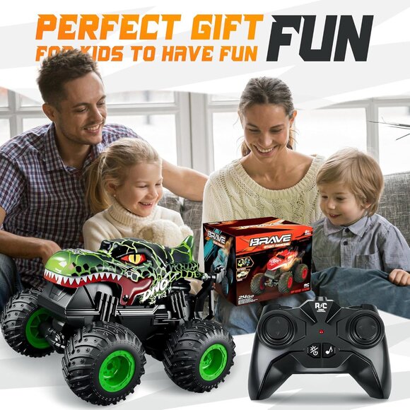 Remote Control Monster Truck Toys with Lights Music Dinosaur RC Car for Kids - Picture 7 of 7